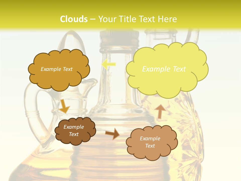 Three Olive Oil Bottles On Blue Background . PowerPoint Template