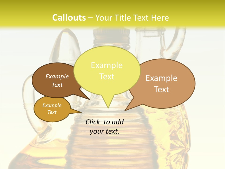 Three Olive Oil Bottles On Blue Background . PowerPoint Template