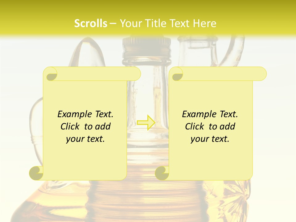 Three Olive Oil Bottles On Blue Background . PowerPoint Template