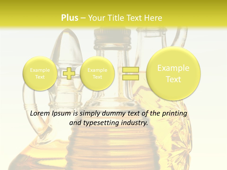 Three Olive Oil Bottles On Blue Background . PowerPoint Template