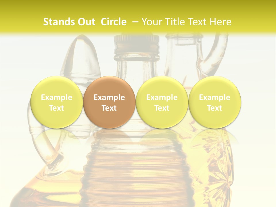 Three Olive Oil Bottles On Blue Background . PowerPoint Template