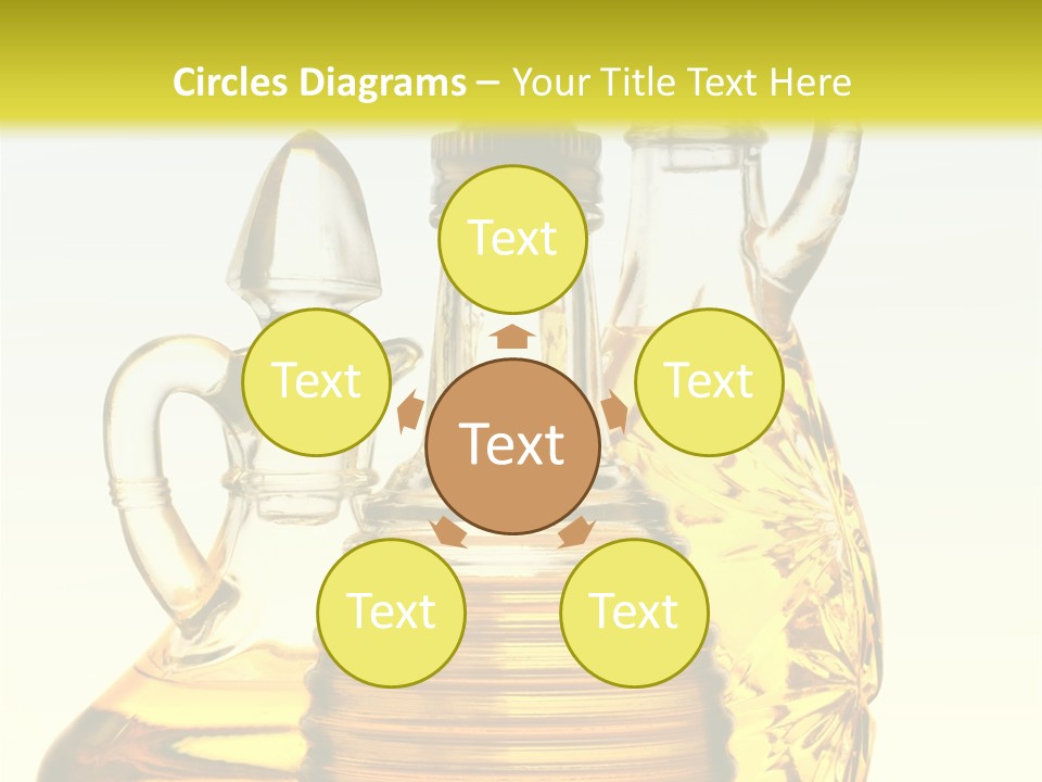 Three Olive Oil Bottles On Blue Background . PowerPoint Template