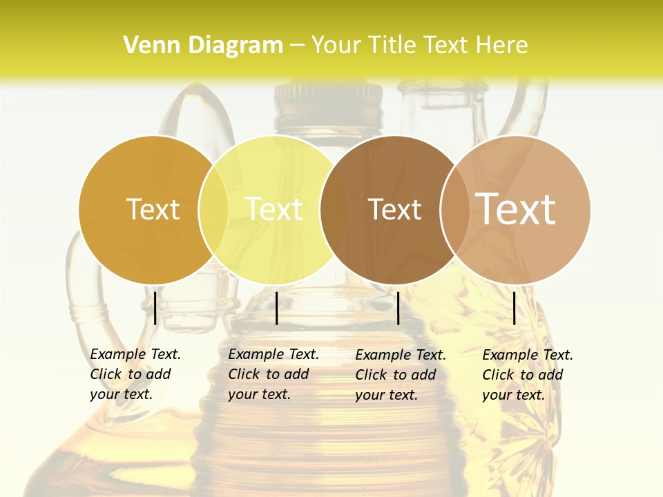 Three Olive Oil Bottles On Blue Background . PowerPoint Template