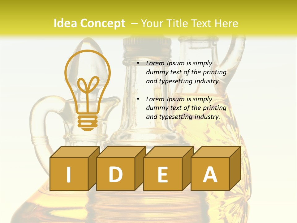 Three Olive Oil Bottles On Blue Background . PowerPoint Template