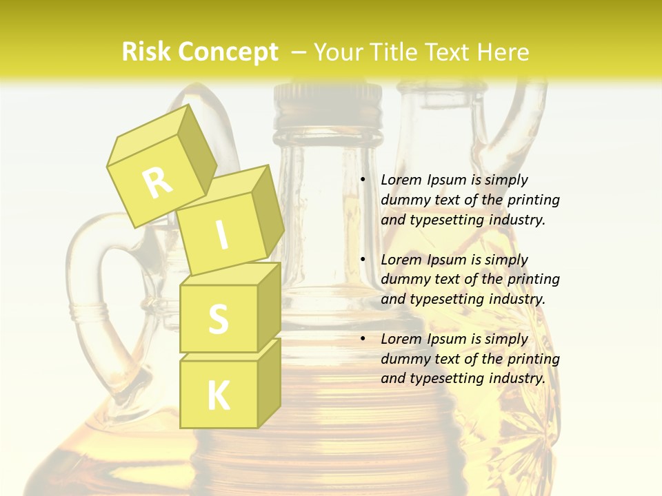 Three Olive Oil Bottles On Blue Background . PowerPoint Template