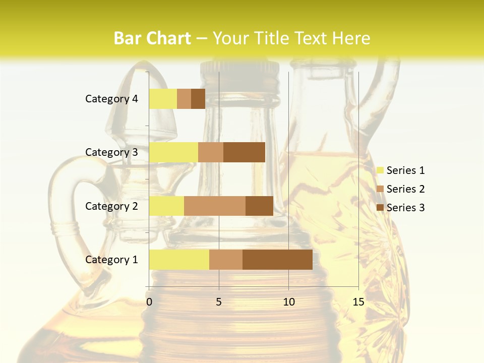 Three Olive Oil Bottles On Blue Background . PowerPoint Template