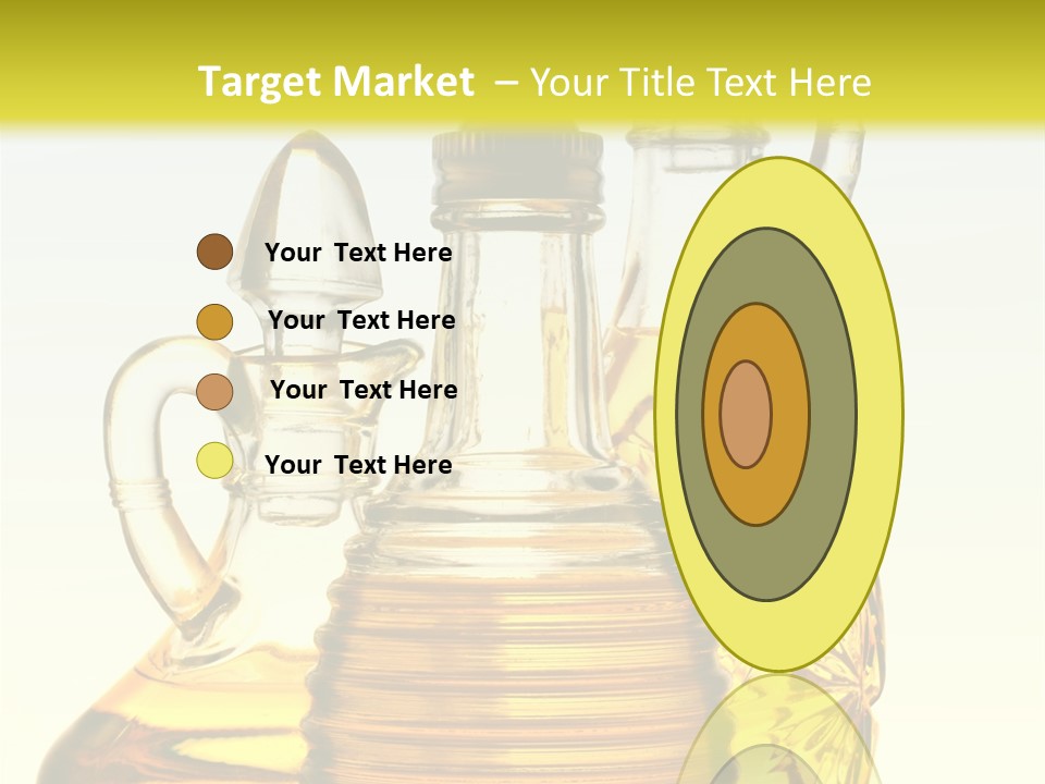 Three Olive Oil Bottles On Blue Background . PowerPoint Template