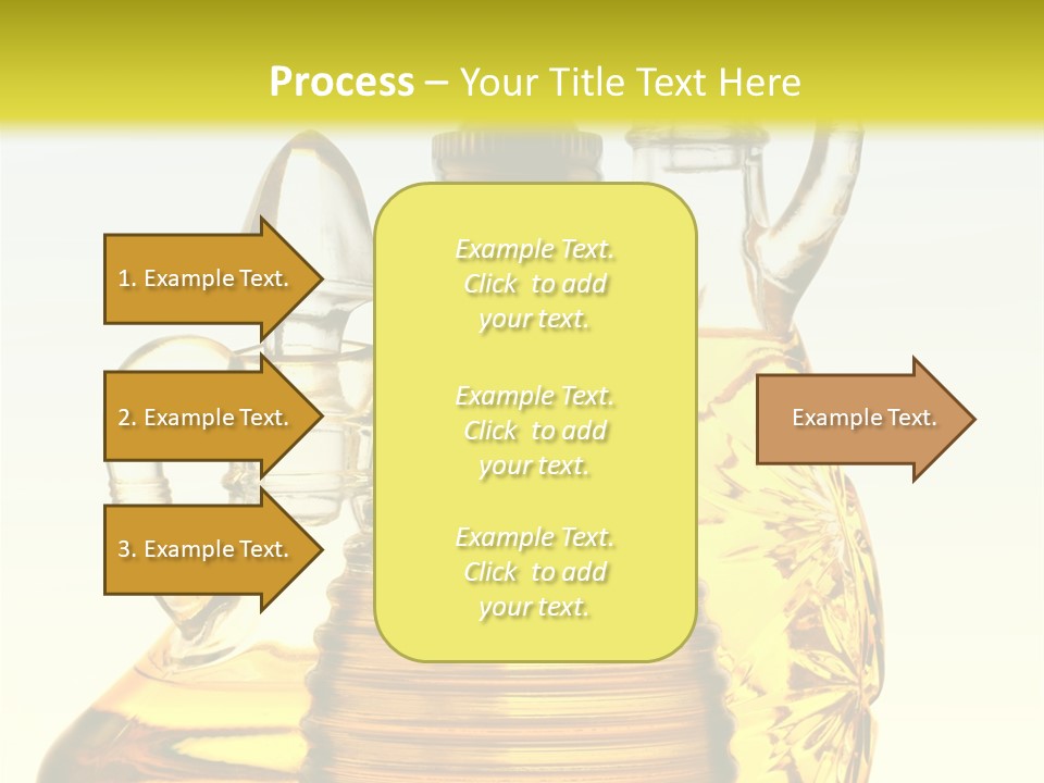 Three Olive Oil Bottles On Blue Background . PowerPoint Template