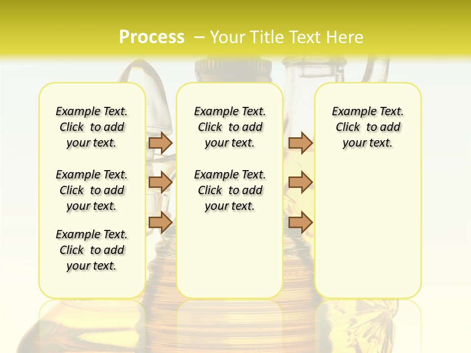Three Olive Oil Bottles On Blue Background . PowerPoint Template