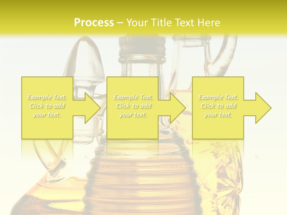Three Olive Oil Bottles On Blue Background . PowerPoint Template