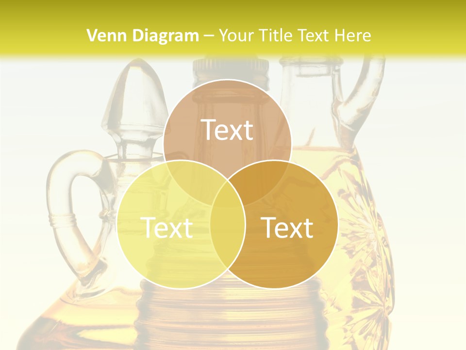 Three Olive Oil Bottles On Blue Background . PowerPoint Template