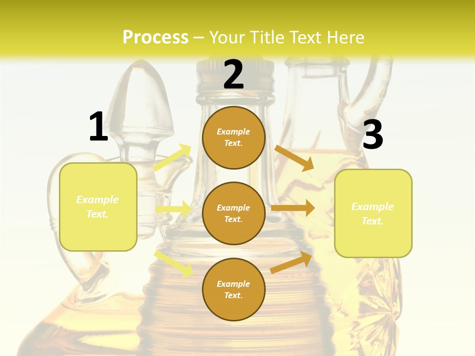 Three Olive Oil Bottles On Blue Background . PowerPoint Template