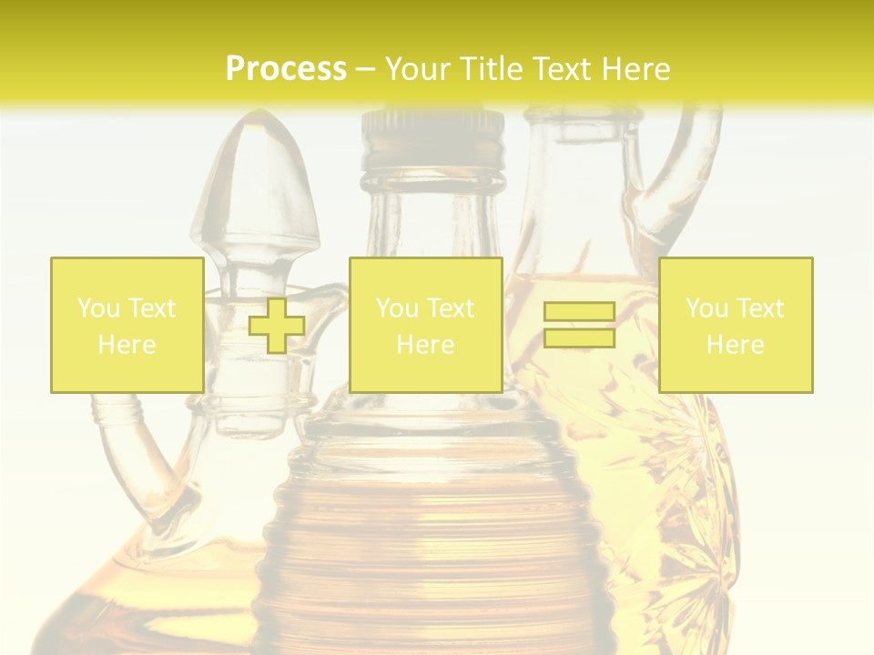 Three Olive Oil Bottles On Blue Background . PowerPoint Template