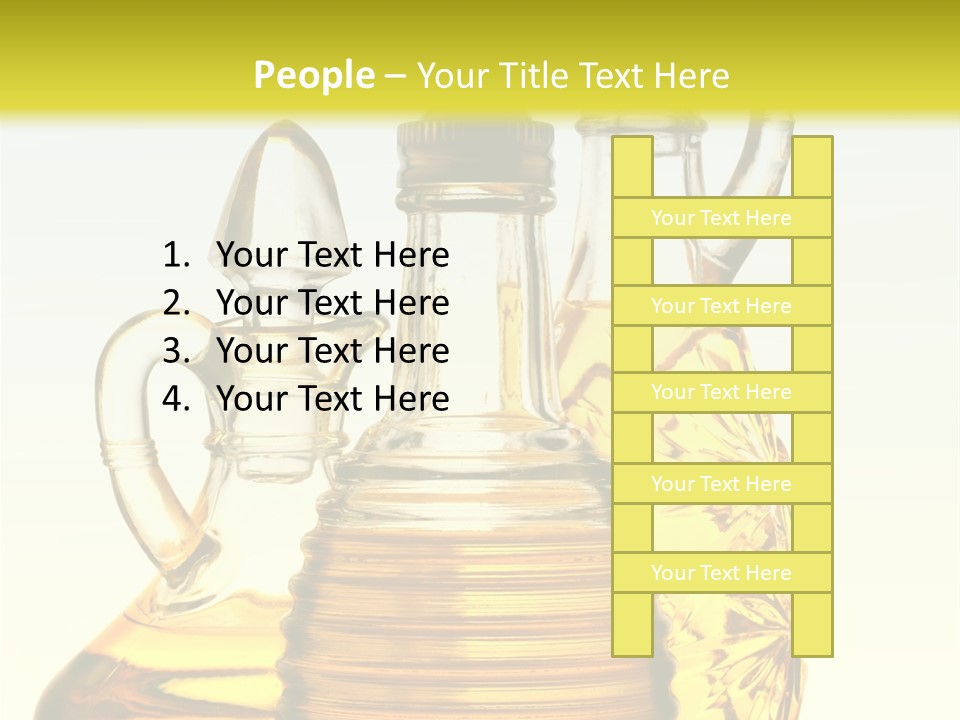 Three Olive Oil Bottles On Blue Background . PowerPoint Template