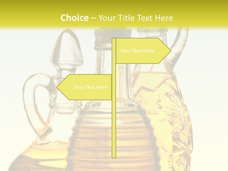 Three Olive Oil Bottles On Blue Background . PowerPoint Template