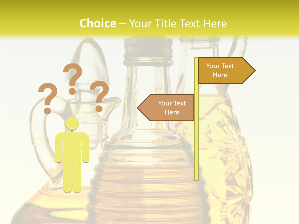 Three Olive Oil Bottles On Blue Background . PowerPoint Template