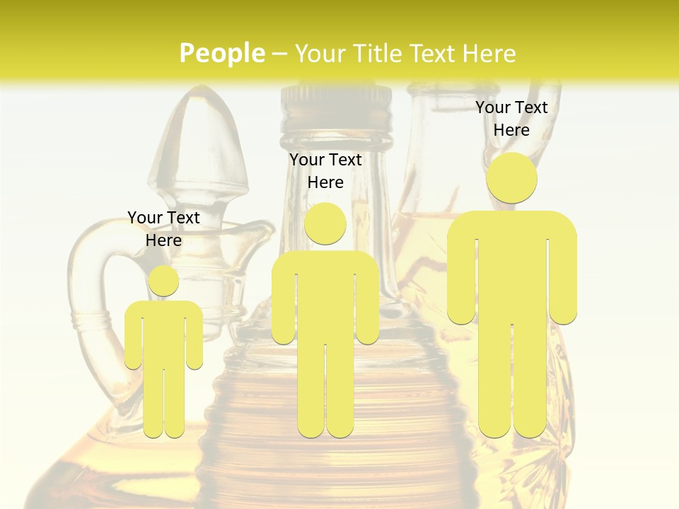 Three Olive Oil Bottles On Blue Background . PowerPoint Template