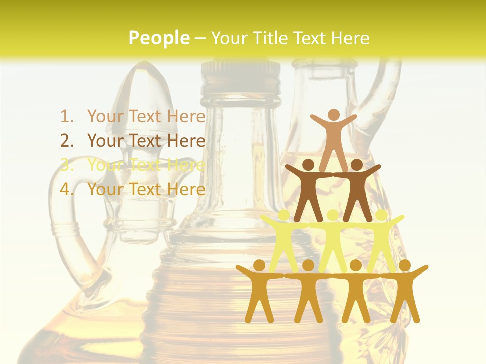 Three Olive Oil Bottles On Blue Background . PowerPoint Template