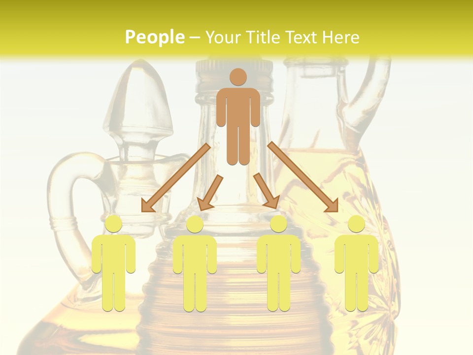 Three Olive Oil Bottles On Blue Background . PowerPoint Template