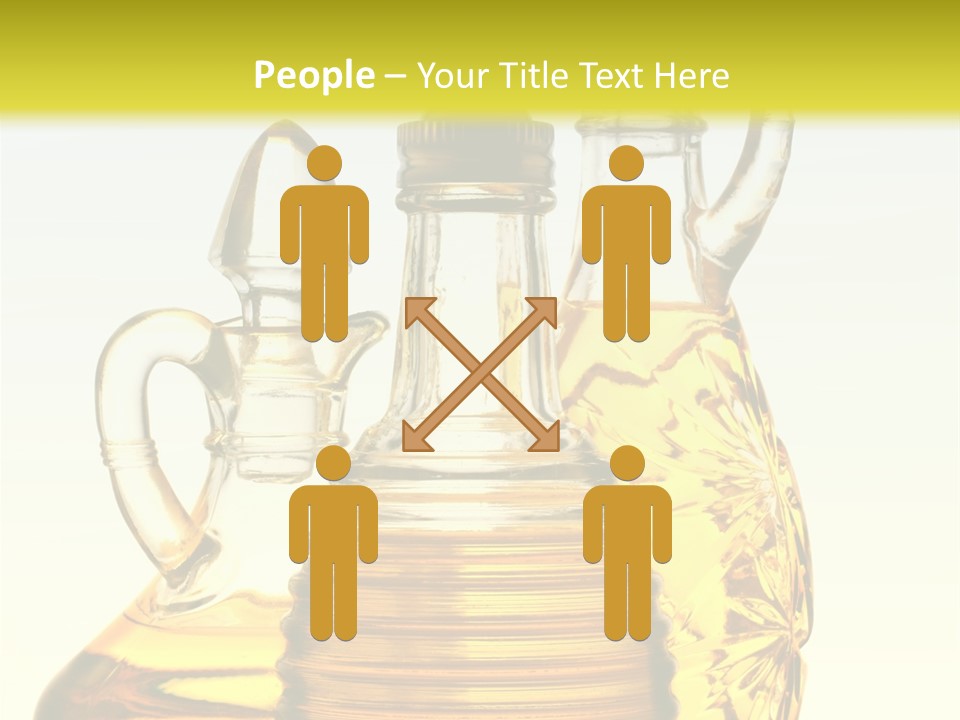 Three Olive Oil Bottles On Blue Background . PowerPoint Template