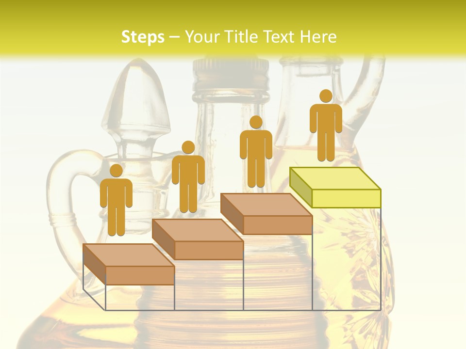 Three Olive Oil Bottles On Blue Background . PowerPoint Template