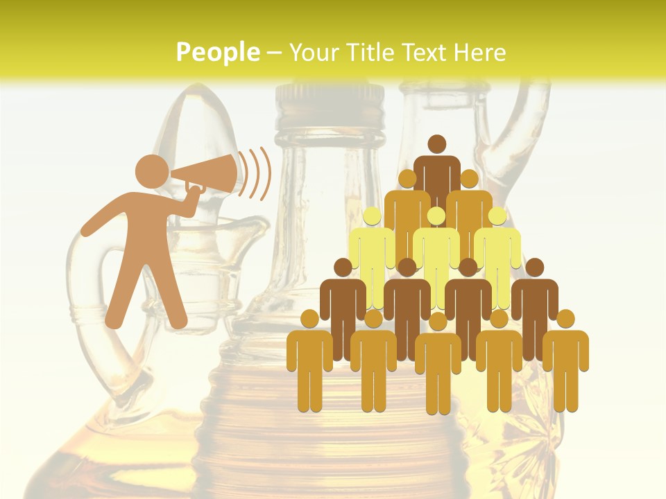 Three Olive Oil Bottles On Blue Background . PowerPoint Template