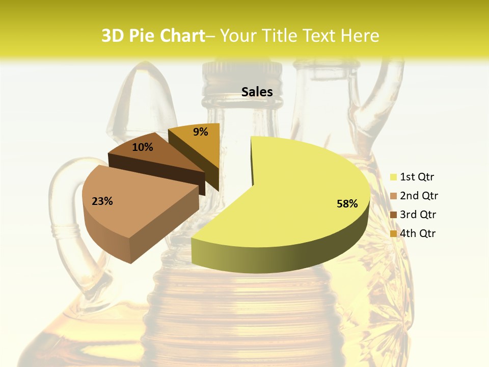 Three Olive Oil Bottles On Blue Background . PowerPoint Template