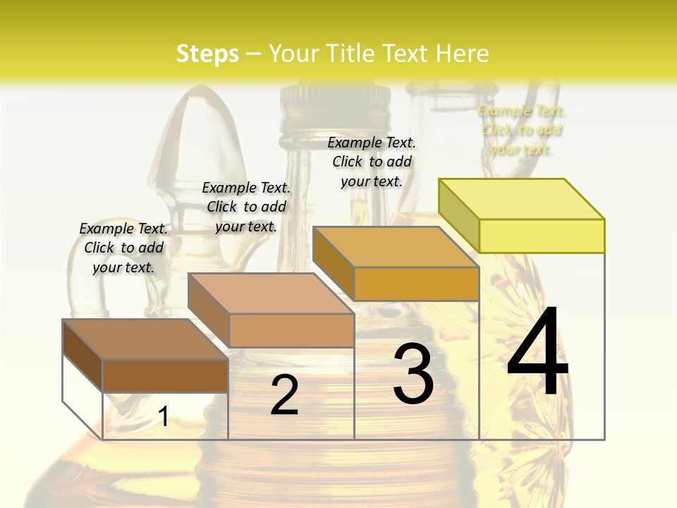 Three Olive Oil Bottles On Blue Background . PowerPoint Template