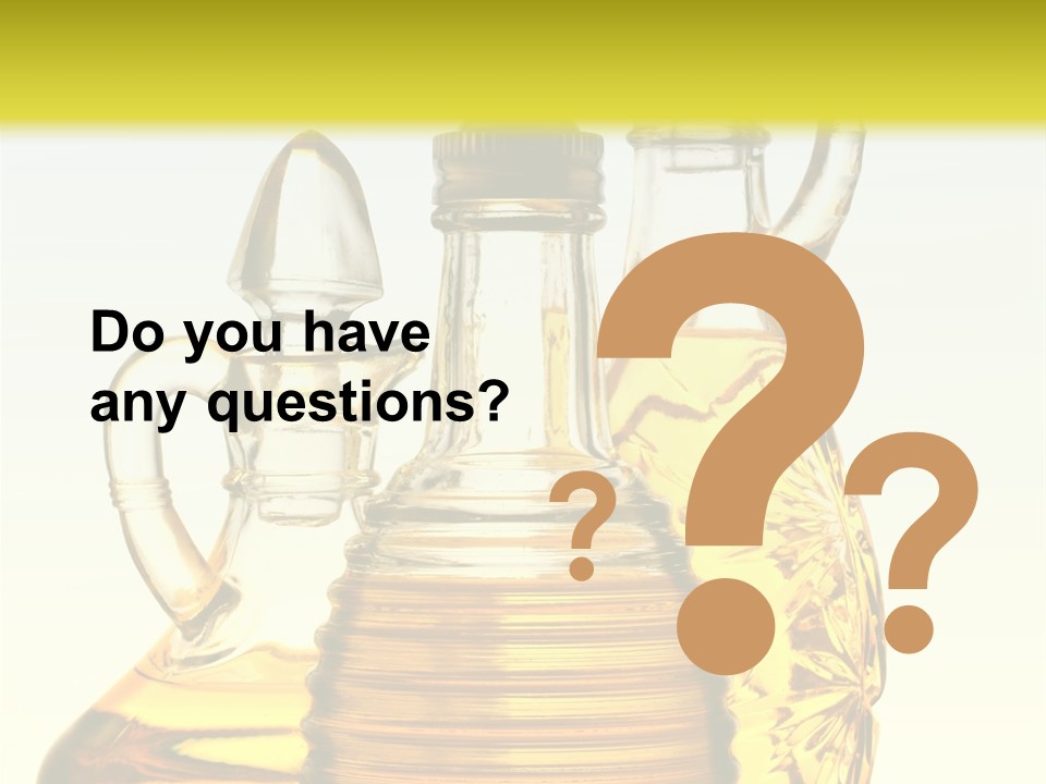 Three Olive Oil Bottles On Blue Background . PowerPoint Template