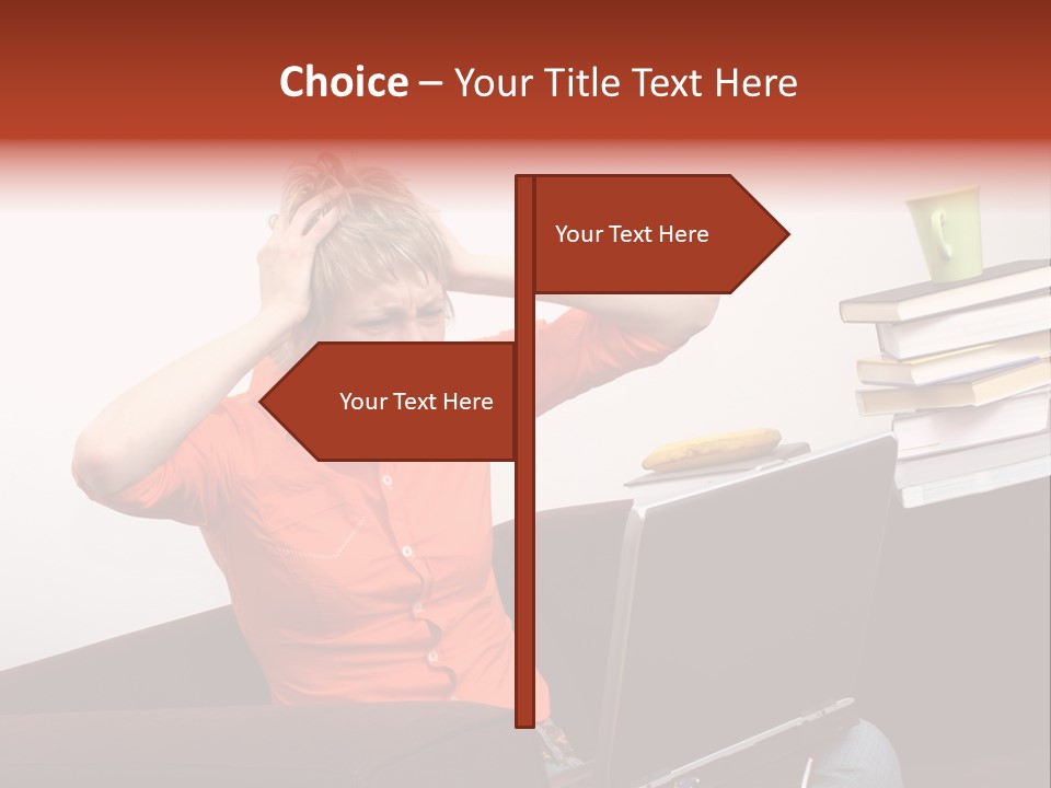 Attractive Woman Having Fatal Error On Her Laptop PowerPoint Template