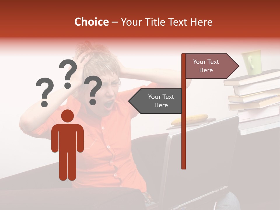 Attractive Woman Having Fatal Error On Her Laptop PowerPoint Template
