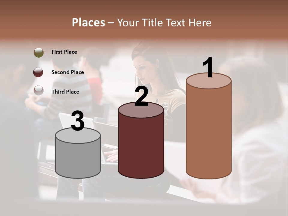 Beautiful Young Woman Working With Her Notebook Is Sitting Outdoors PowerPoint Template