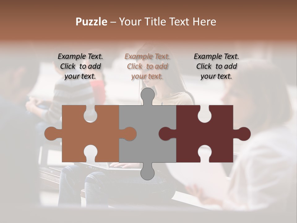 Beautiful Young Woman Working With Her Notebook Is Sitting Outdoors PowerPoint Template