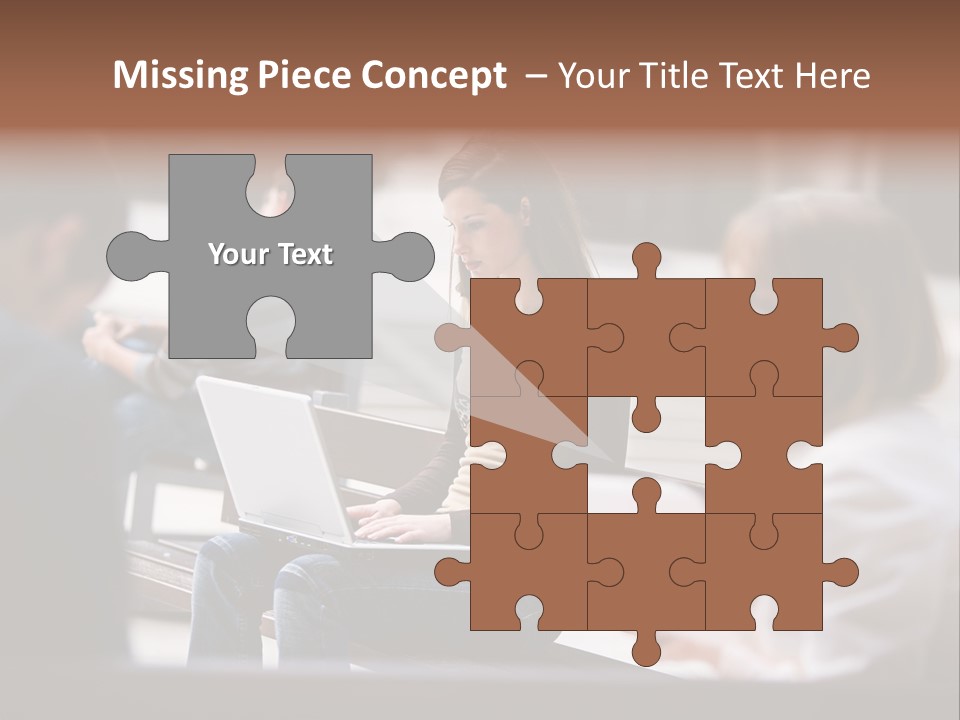 Beautiful Young Woman Working With Her Notebook Is Sitting Outdoors PowerPoint Template