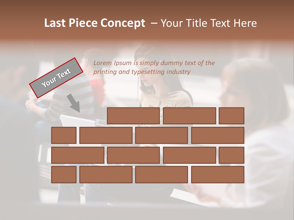 Beautiful Young Woman Working With Her Notebook Is Sitting Outdoors PowerPoint Template