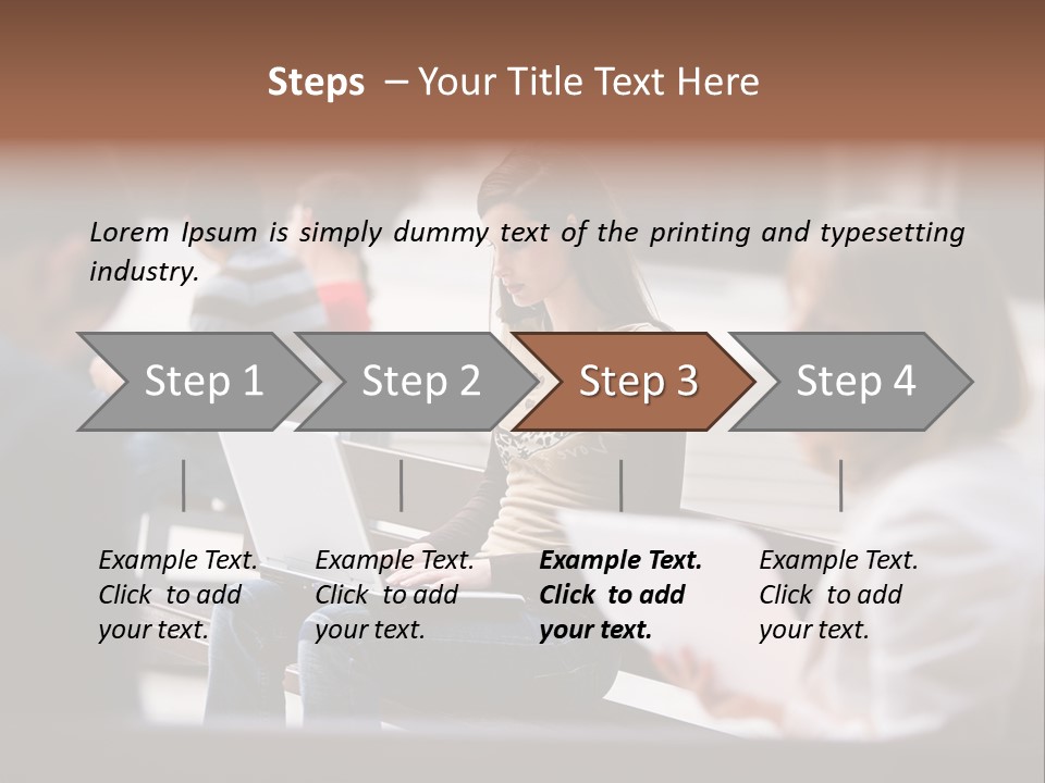 Beautiful Young Woman Working With Her Notebook Is Sitting Outdoors PowerPoint Template