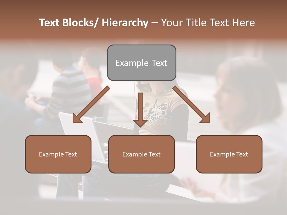 Beautiful Young Woman Working With Her Notebook Is Sitting Outdoors PowerPoint Template