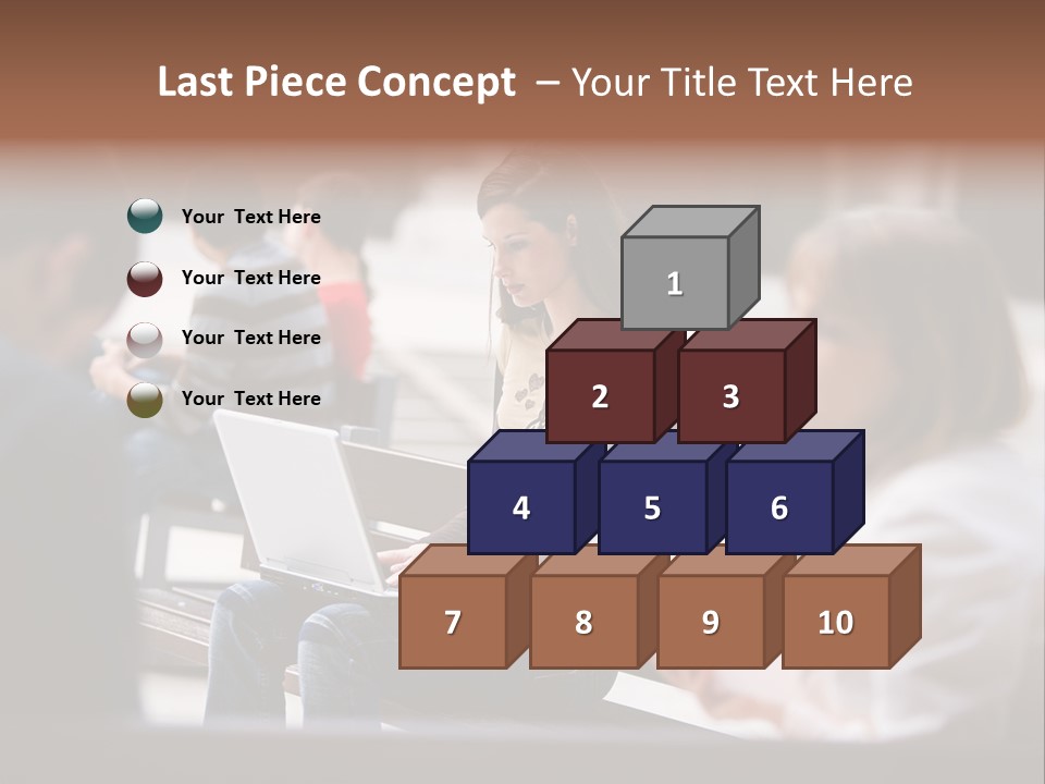 Beautiful Young Woman Working With Her Notebook Is Sitting Outdoors PowerPoint Template