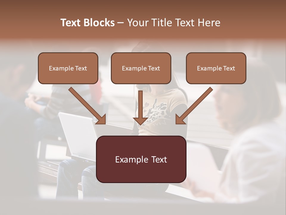 Beautiful Young Woman Working With Her Notebook Is Sitting Outdoors PowerPoint Template