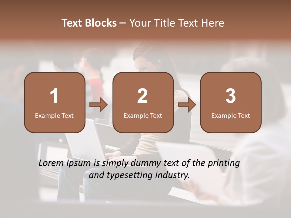 Beautiful Young Woman Working With Her Notebook Is Sitting Outdoors PowerPoint Template