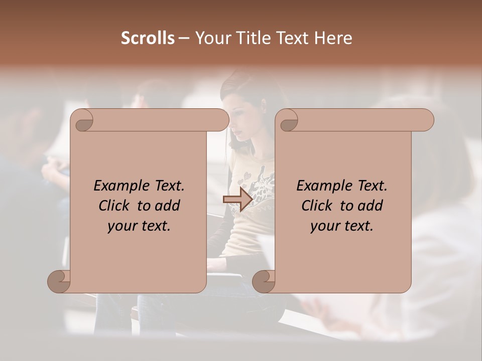 Beautiful Young Woman Working With Her Notebook Is Sitting Outdoors PowerPoint Template