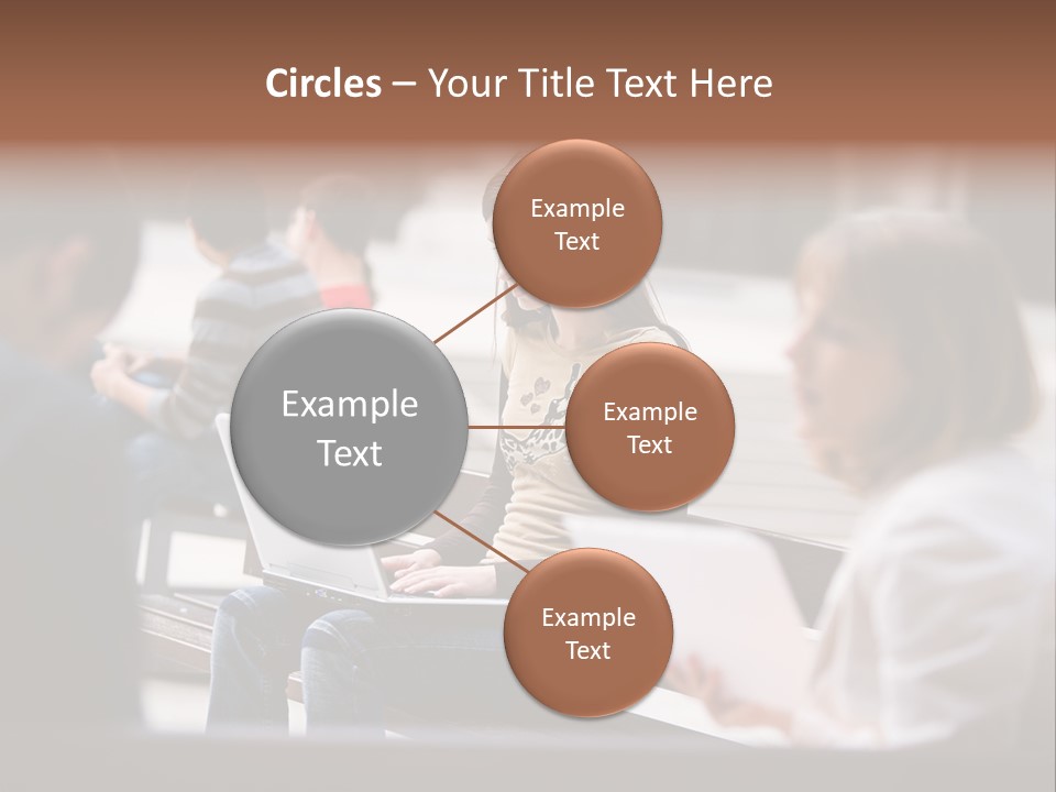 Beautiful Young Woman Working With Her Notebook Is Sitting Outdoors PowerPoint Template