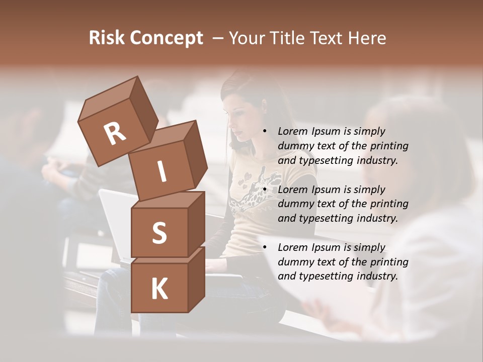 Beautiful Young Woman Working With Her Notebook Is Sitting Outdoors PowerPoint Template