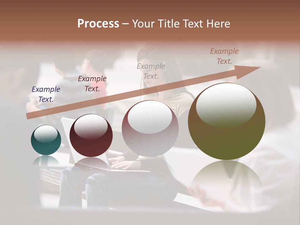 Beautiful Young Woman Working With Her Notebook Is Sitting Outdoors PowerPoint Template