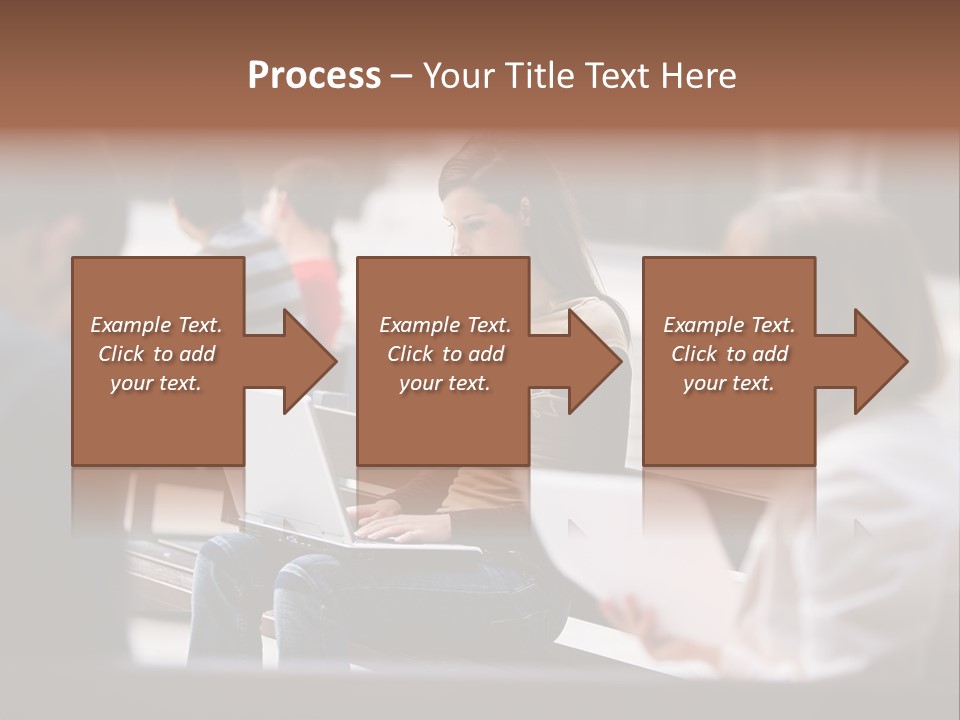 Beautiful Young Woman Working With Her Notebook Is Sitting Outdoors PowerPoint Template