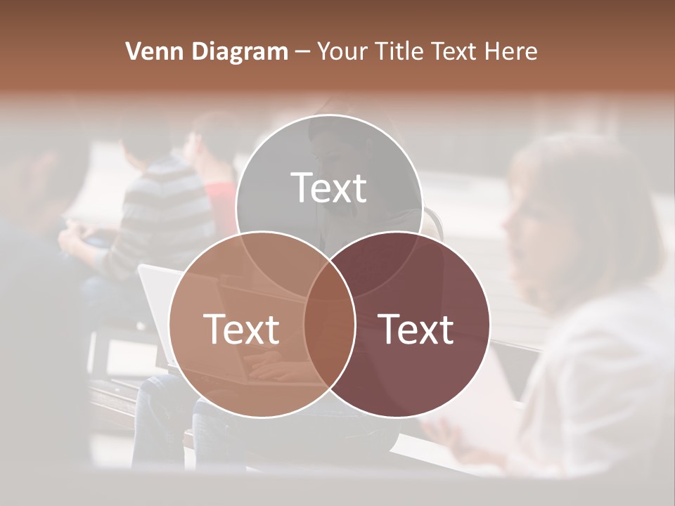 Beautiful Young Woman Working With Her Notebook Is Sitting Outdoors PowerPoint Template