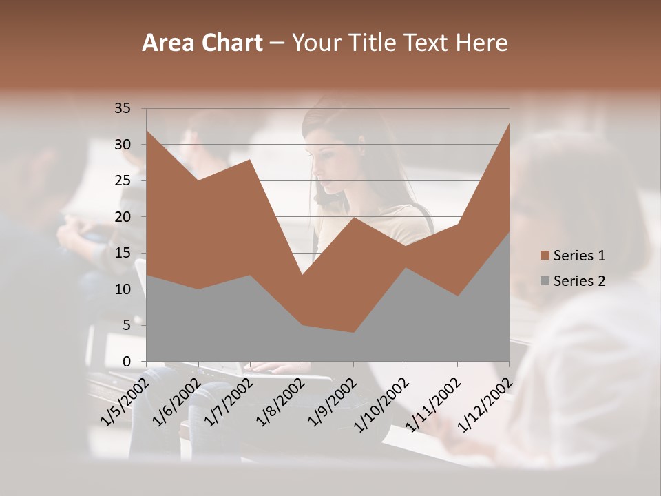 Beautiful Young Woman Working With Her Notebook Is Sitting Outdoors PowerPoint Template