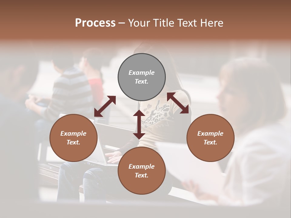 Beautiful Young Woman Working With Her Notebook Is Sitting Outdoors PowerPoint Template