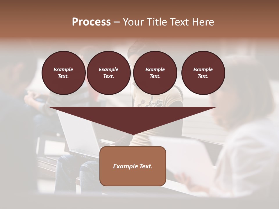 Beautiful Young Woman Working With Her Notebook Is Sitting Outdoors PowerPoint Template