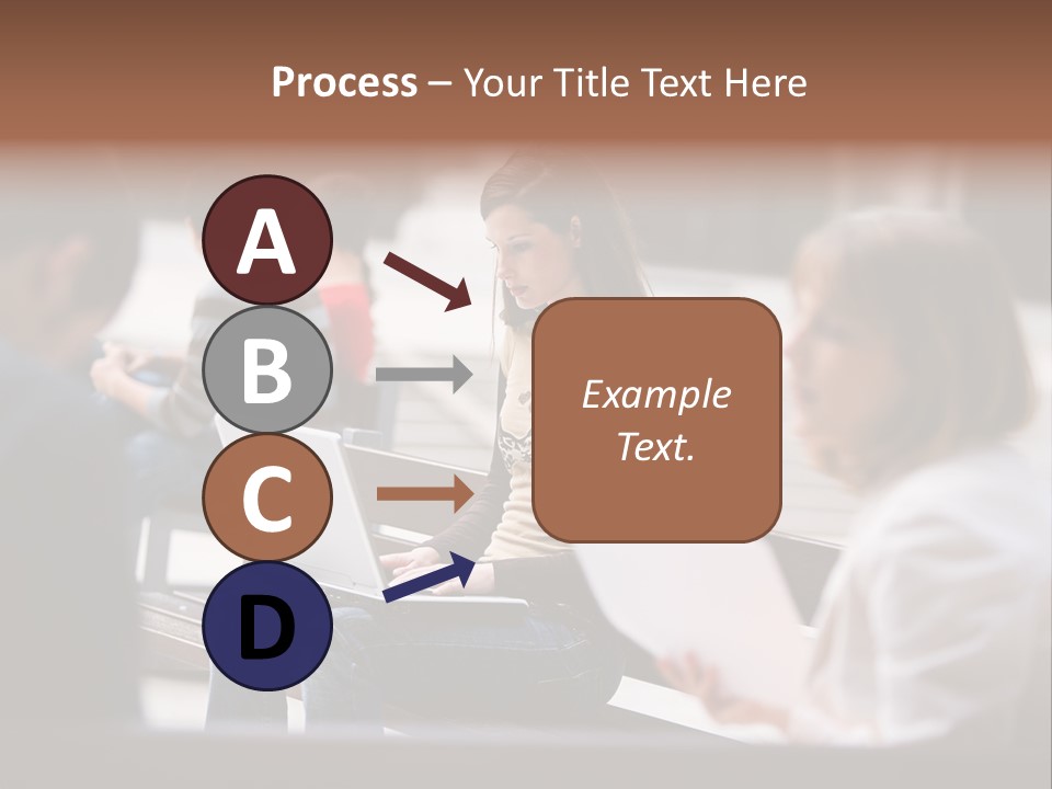 Beautiful Young Woman Working With Her Notebook Is Sitting Outdoors PowerPoint Template